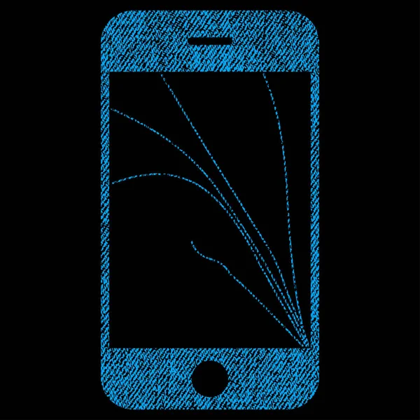Icône texturée de tissu de fissures d'écran de smartphone — Image vectorielle