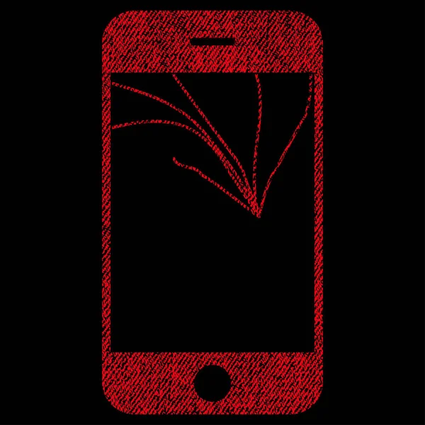 Icône texturée de tissu d'écran de téléphone intelligent cassé — Image vectorielle