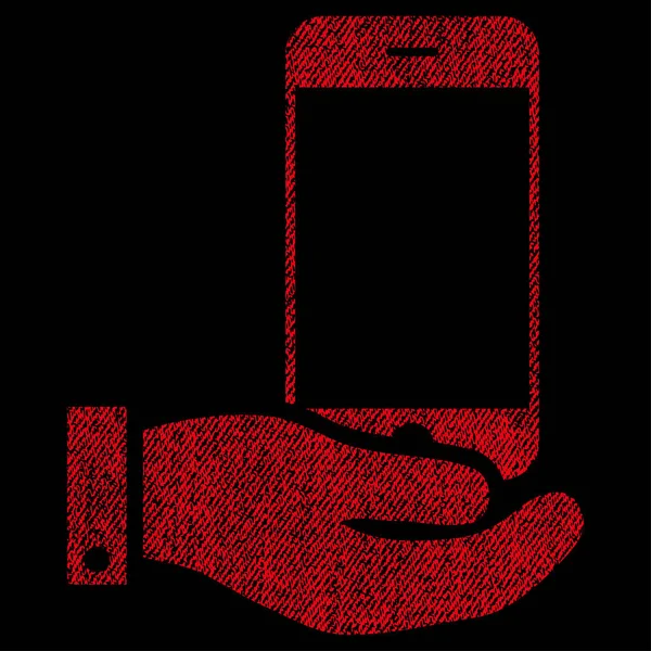Icône texturée de tissu de main d'offre de smartphone — Image vectorielle