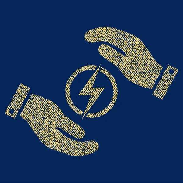 Energii elektrycznej ubezpieczenia ręce tkaniny teksturowane ikona — Wektor stockowy