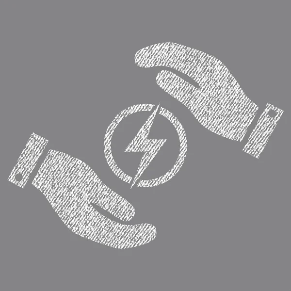 Icono texturizado de tela de manos de seguro de energía eléctrica — Vector de stock