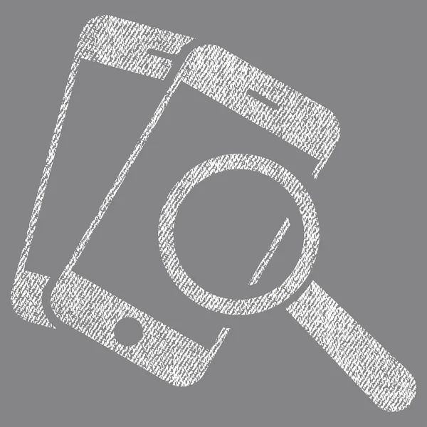 Smartphone Magnifier Search Tool Fabric Textured Icon — Stock Vector
