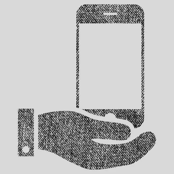 Oferta Smartphone mano tela con textura icono — Archivo Imágenes Vectoriales