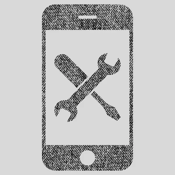 Icône texturée de tissu d'outils de smartphone — Image vectorielle