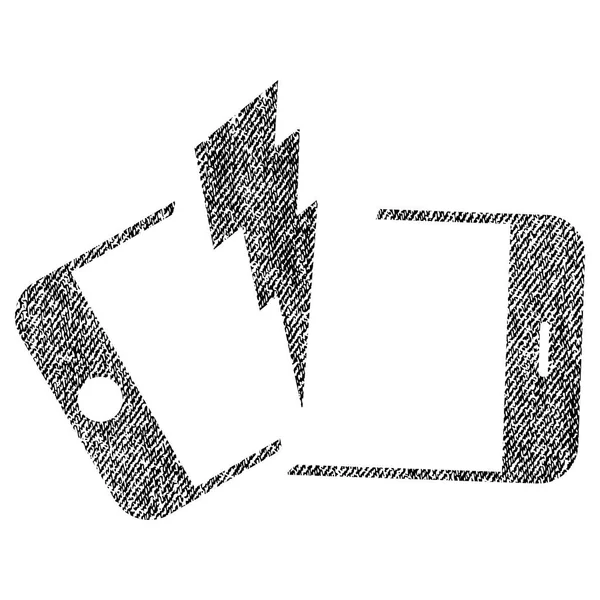 Broken Smartphone Fabric Textured Icon — Stock Vector
