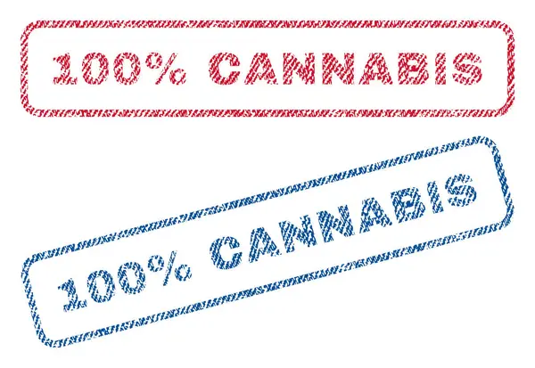 100% Cannabis Têxteis Selos — Vetor de Stock