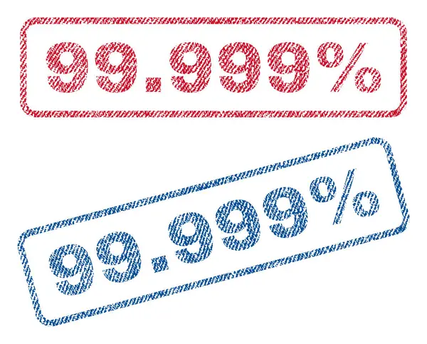 99.999 パーセント テキスタイル スタンプ — ストックベクタ