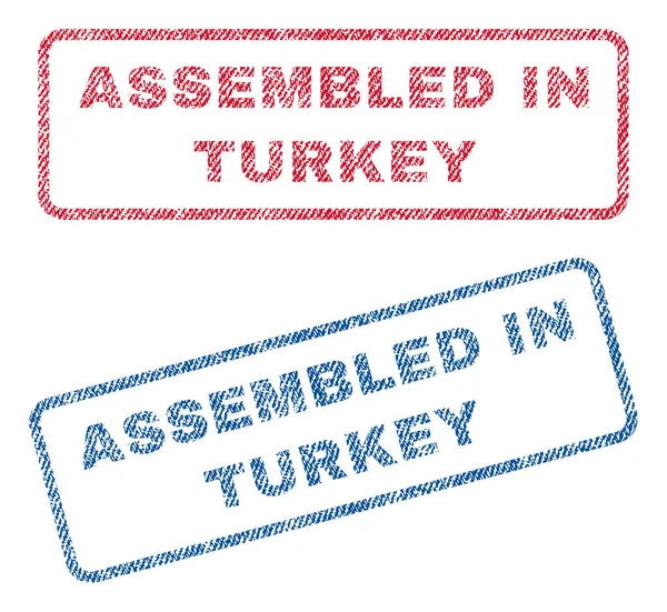 Zusammengebaut in der Türkei Textilstempel — Stockvektor