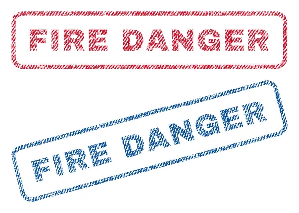 Danger d'incendie Timbres textiles — Image vectorielle