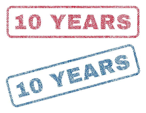 10 лет текстильных марок — стоковый вектор