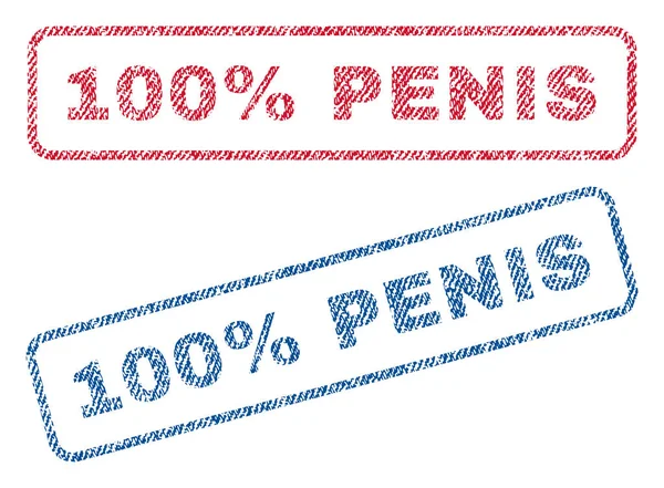 100 Percent Penis Textile Stamps — Stockvector