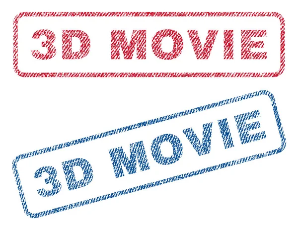 3D Movie Textile Stamps — Stock Vector