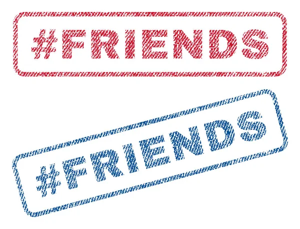 Hashtag vänner textil frimärken — Stock vektor