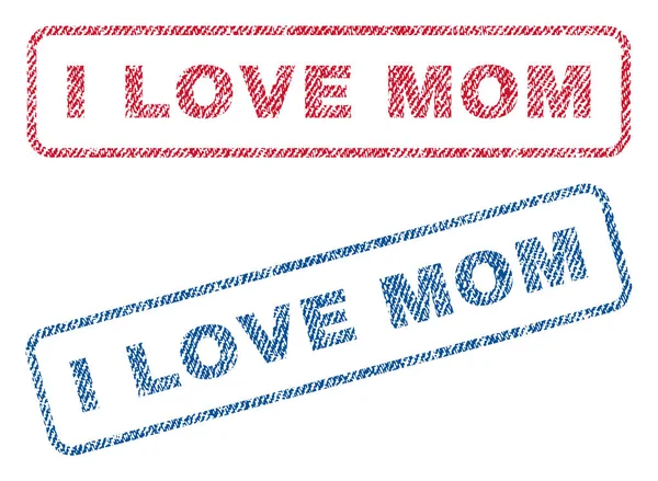 I Love Mom Textile Stamps — Stock Vector