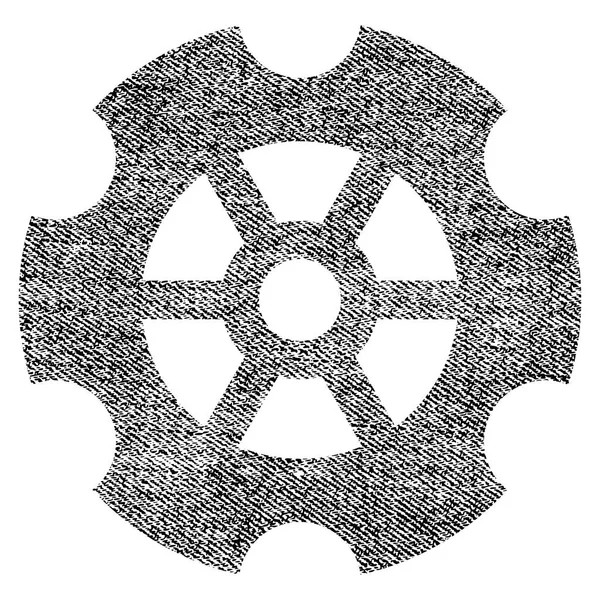 Icône texturée de tissu d'engrenage — Image vectorielle