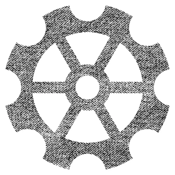 Icône texturée de tissu d'engrenage — Image vectorielle