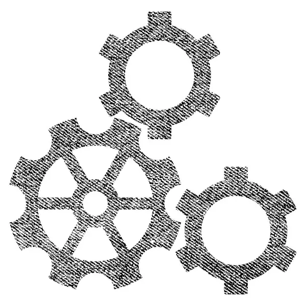 Icône texturée de tissu d'engrenages — Image vectorielle