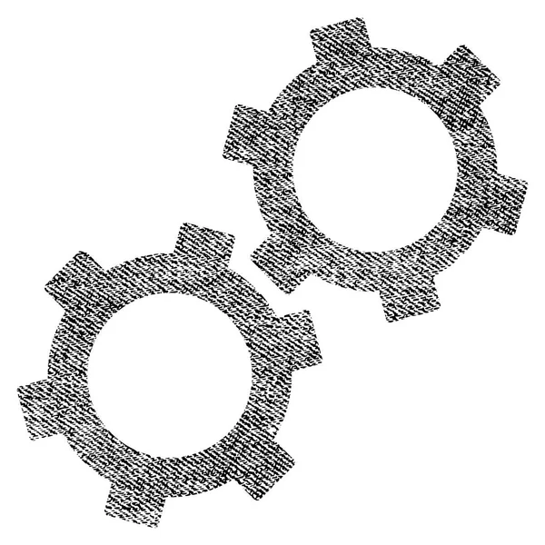 Icône texturée de tissu d'engrenages — Image vectorielle