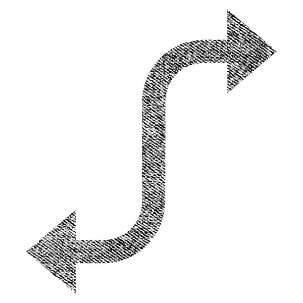 Icono texturizado de tela de flecha de curva opuesta — Archivo Imágenes Vectoriales