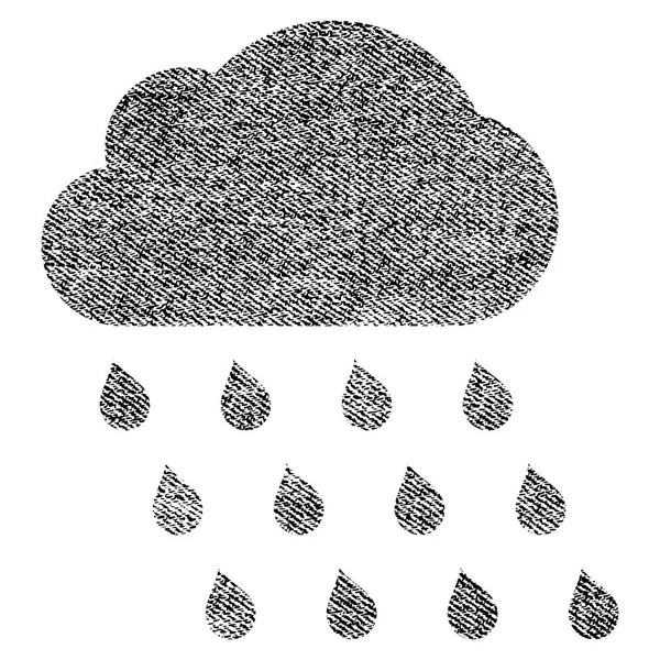 Icône texturée de tissu de nuage de pluie — Image vectorielle