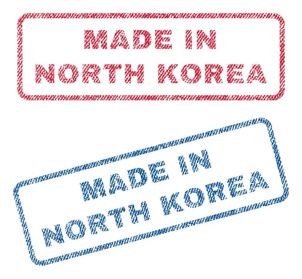 Hecho en Corea del Norte Sellos textiles — Archivo Imágenes Vectoriales