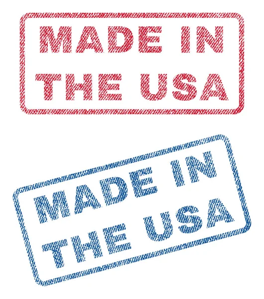 Hecho en los Estados Unidos Sellos textiles — Vector de stock