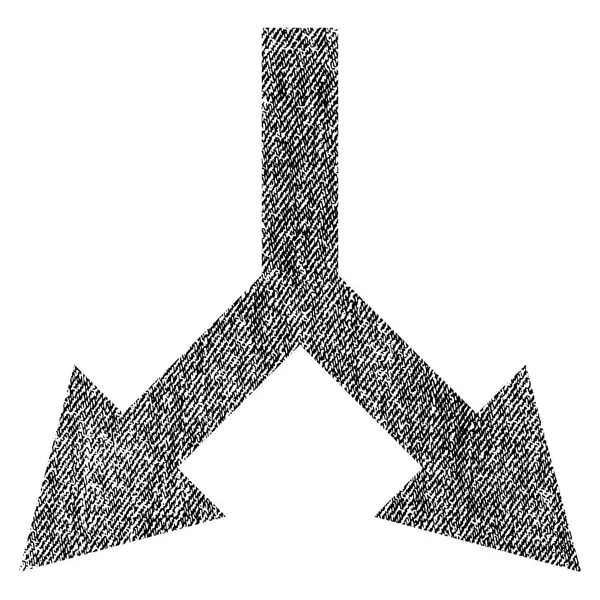 Icono texturizado de tela de flecha hacia abajo de bifurcación — Vector de stock