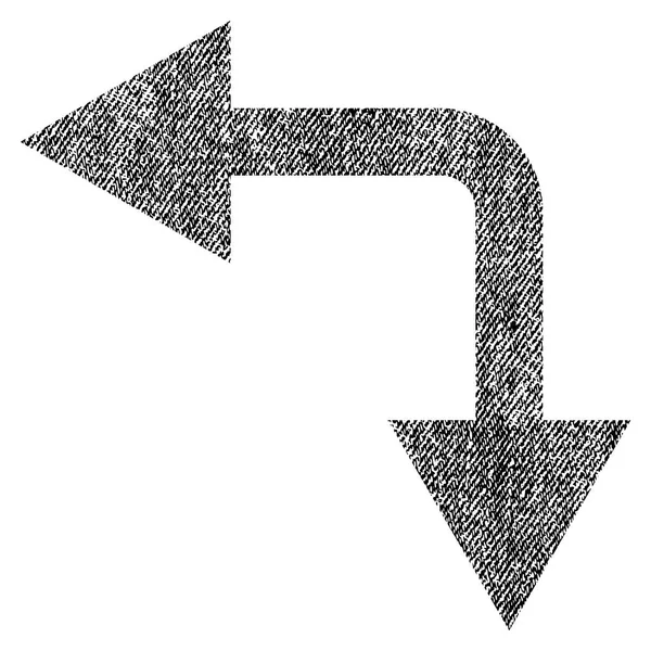 Gabelungspfeil links nach unten texturiertes Symbol — Stockvektor