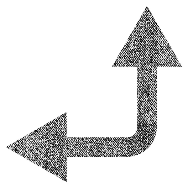 Flecha de bifurcación izquierda hacia arriba icono texturizado de tela — Vector de stock