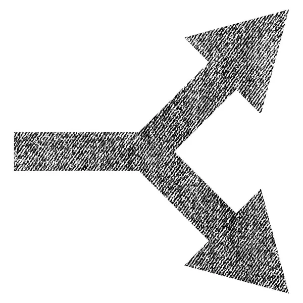 Icono texturizado de tela derecha de flecha de bifurcación — Vector de stock