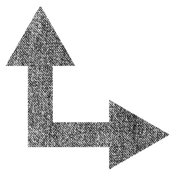 Flecha de bifurcación hacia arriba icono texturizado de tela — Archivo Imágenes Vectoriales