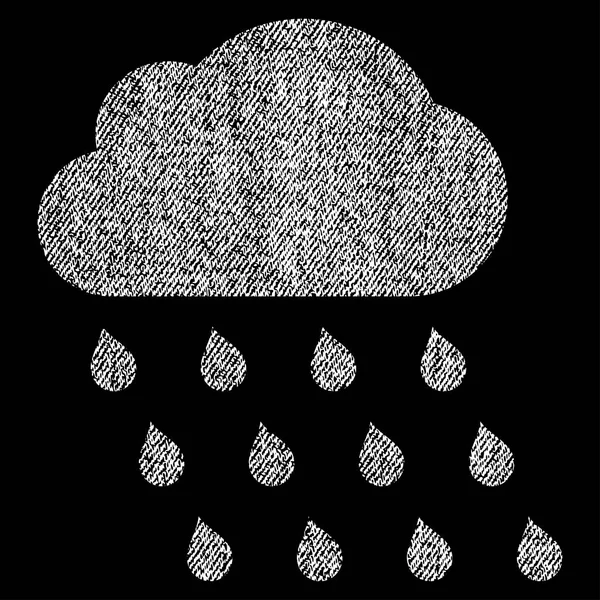 Icona strutturata in tessuto nuvola pioggia — Vettoriale Stock