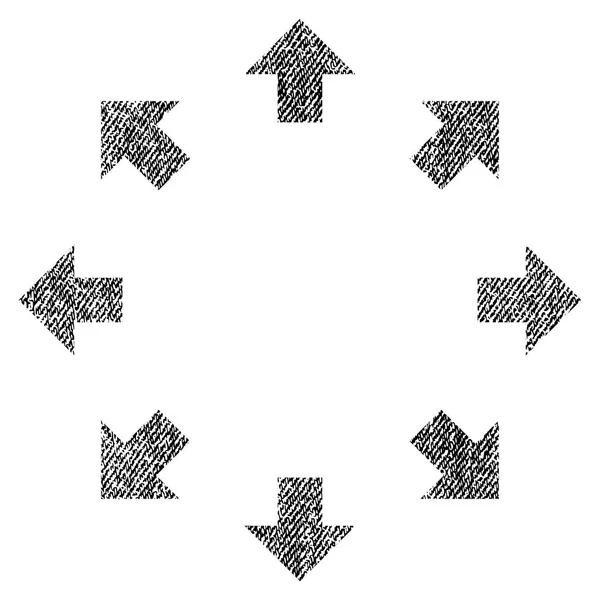 Radiale Pfeile texturiertes Symbol aus Stoff — Stockvektor