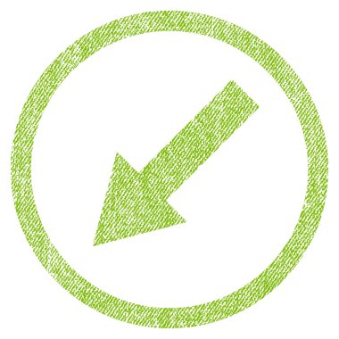 Yuvarlak aşağı sol ok kumaş dokulu simgesi