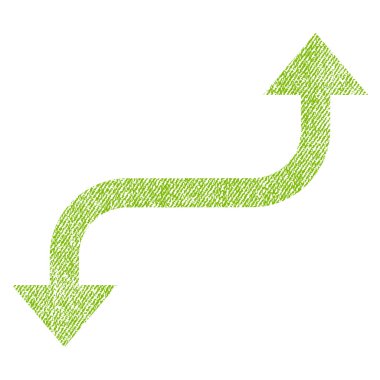 Tam tersi kavisli ok kumaş dokulu simgesi