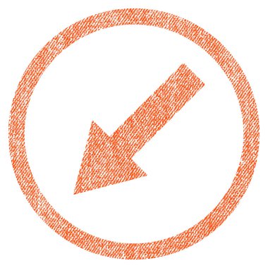 Yuvarlak aşağı sol ok kumaş dokulu simgesi