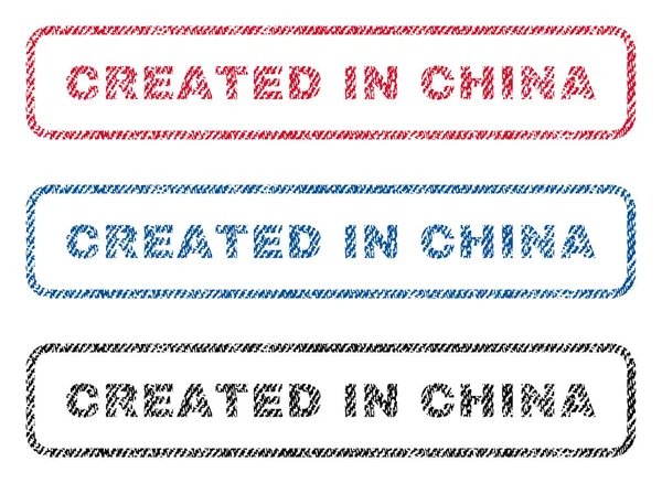 Criado na China Selos têxteis — Vetor de Stock
