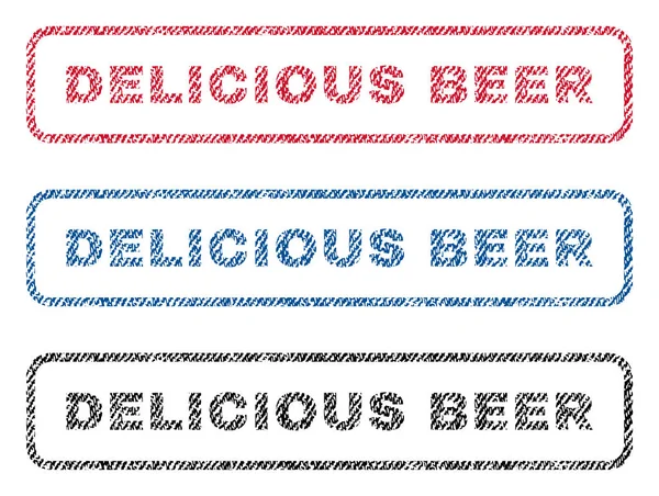 Deliciosos selos têxteis de cerveja — Vetor de Stock