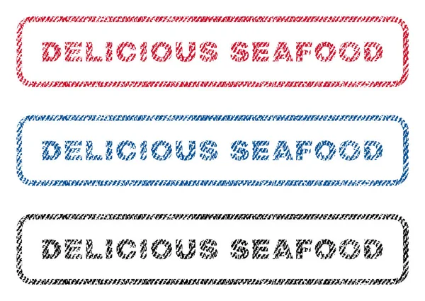 Delicious Seafood Textile Stamps — Stock Vector