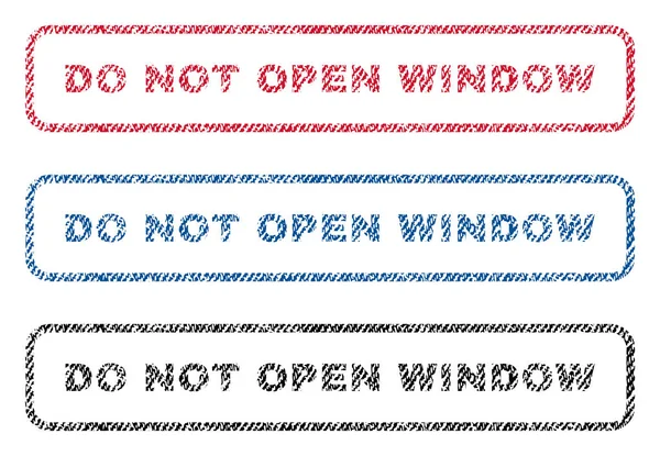 Open geen venster textiel stempels — Stockvector