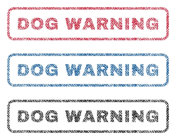 Текстильные марки с предупреждением о собаке — стоковый вектор