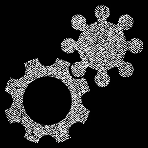 Gears Fabric Textured Icon — Stock Vector