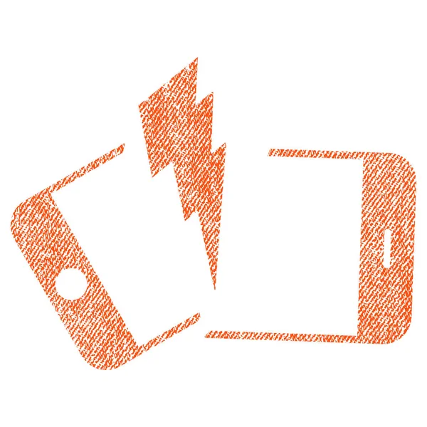 Broken Smartphone Fabric Textured Icon — Stock Vector