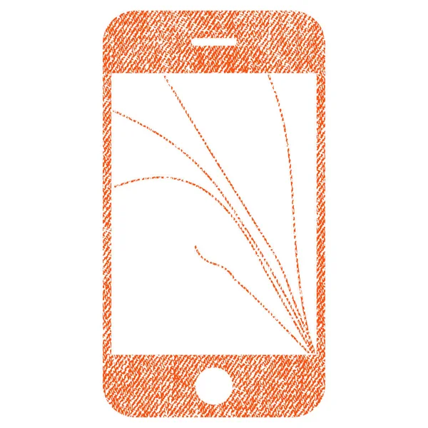 Icône texturée de tissu de fissures d'écran de smartphone — Image vectorielle