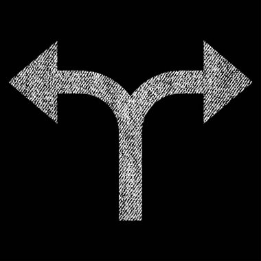 Simge çatallanma oklar sol sağ kumaş dokulu