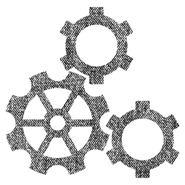 Icône texturée de tissu d'engrenages — Image vectorielle