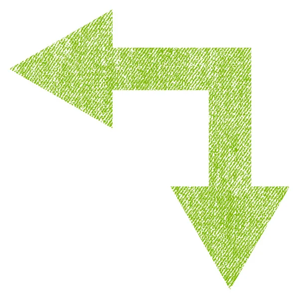 Gabelungspfeil links nach unten texturiertes Symbol — Stockvektor
