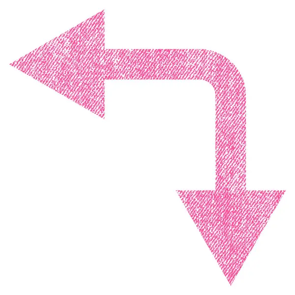 Bifurcation flèche gauche vers le bas tissu texture icône — Image vectorielle
