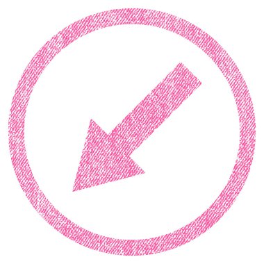 Yuvarlak aşağı sol ok kumaş dokulu simgesi