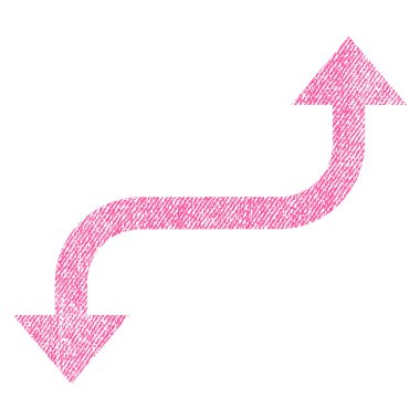 Tam tersi kavisli ok kumaş dokulu simgesi